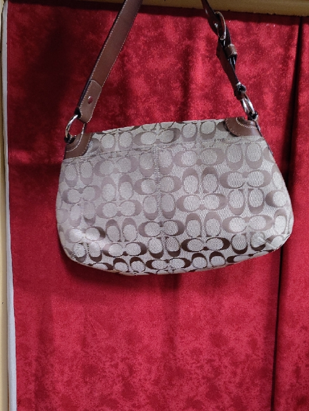 Coach Tan and Brown Signature Shoulder Bag - Picture 2 of 6
